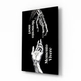 Memento Mori Vivere Reaching Hands Glass Wall Art