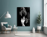Skeletal and Living Hands Memento Mori Glass Wall Art
