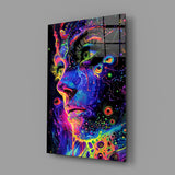 Neon Dot Psychedelic Woman Face Glass Wall Art