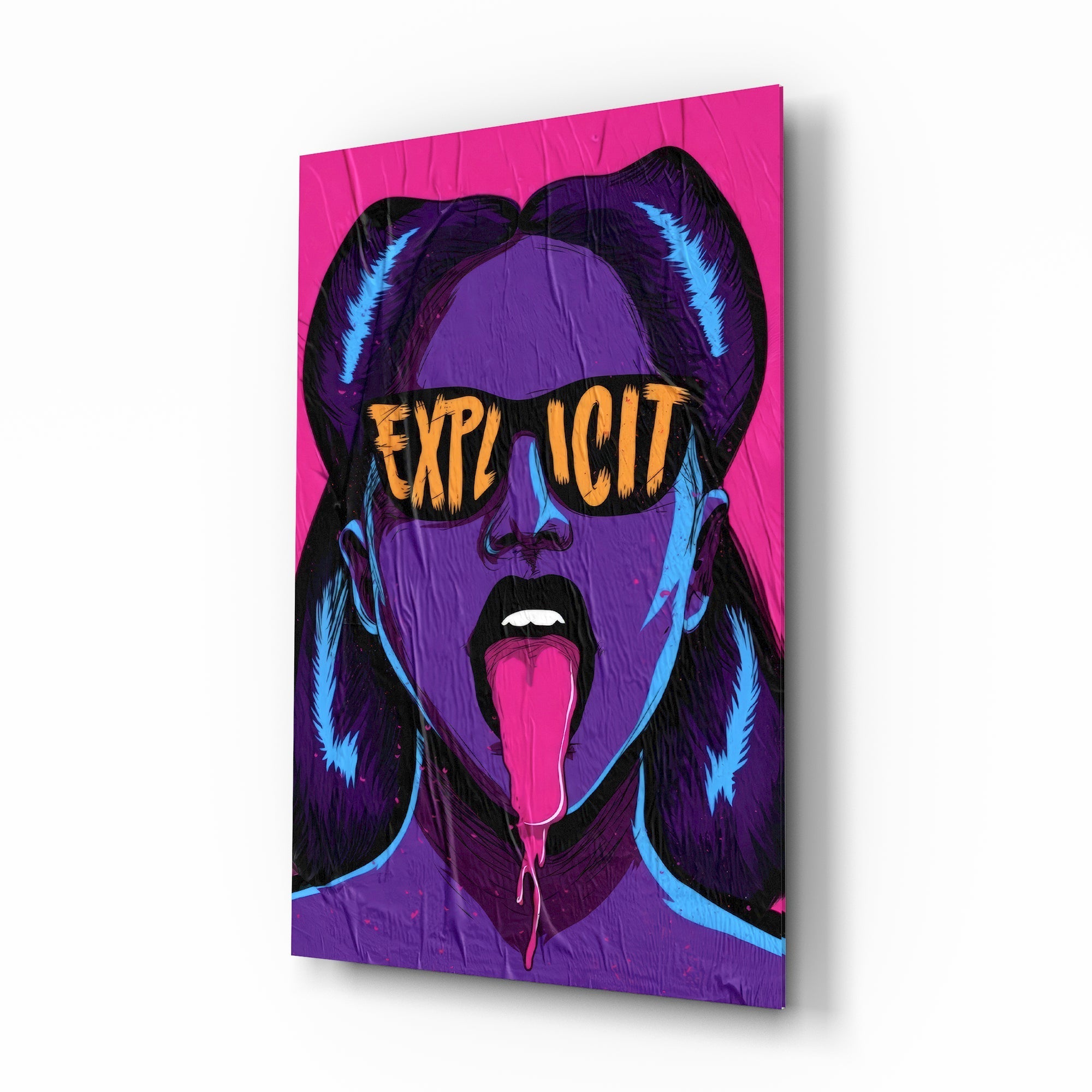 Explicit Pink Pop Art Woman Glass Wall Art