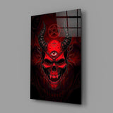 Third Eye Red Horned Skull Glass Wall Art
