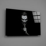 Hush Monochrome Grinning Trickster Glass Wall Art