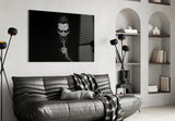 Hush Monochrome Grinning Trickster Glass Wall Art