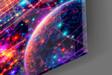Neon Cosmic Wizard Spinning Galaxy Glass Wall Art