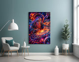 Neon Cosmic Wizard Spinning Galaxy Glass Wall Art