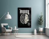 Money Brain Gothic Type Black Glass Wall Art