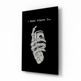 Vitamin Cash Skeleton Hand Money Glass Wall Art