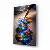 Fountain Pen Ink Fantasy World Glass Wall Art