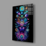 Cosmic Third Eye Deity Planets Glass Wall Art
