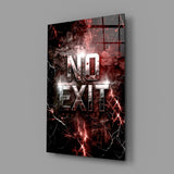 No Exit Red Cracked Lava Typography Glass Wall Art