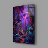 Neon Purple Jungle Glowing Rainforest Glass Wall Art