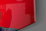 Crimson Red Dog in Mirrored Shades Glass Wall Art