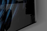Neon Blue Eagle Head on Black Glass Wall Art