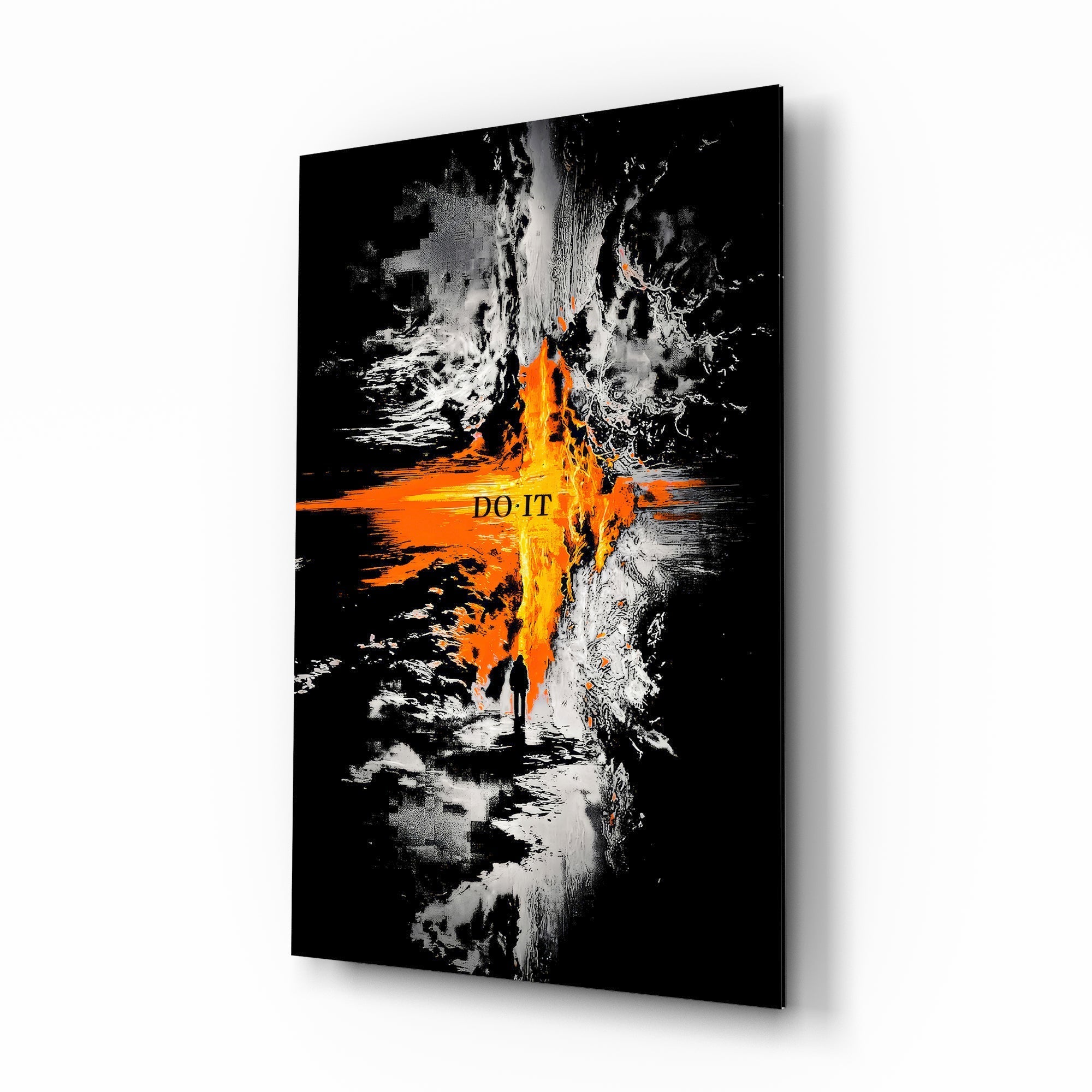 Do It Orange Lava Rift Motivation Glass Wall Art