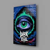 Dark and Evil Green Flame Eye Glass Wall Art