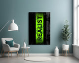 Realist Acid Green Stencil Band Glass Wall Art