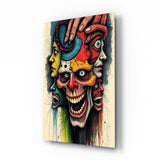 Many Faces Surreal Screaming Skull Glass Wall Art