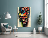 Many Faces Surreal Screaming Skull Glass Wall Art