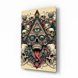 All Seeing Eye Triangle Skull Ink Glass Wall Art