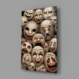 Sepia Theatre Masks Comedy Tragedy Glass Wall Art