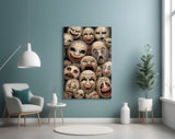 Sepia Theatre Masks Comedy Tragedy Glass Wall Art