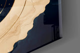 Navy and Gold Sun and Crescent Moon Glass Wall Art