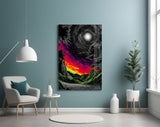 Neon Valley Moonlit Rainbow Sunset Glass Wall Art