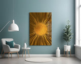 Golden Sunburst Radiant Metallic Glass Wall Art