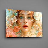 Peach Blossom Dreamer Portrait Glass Wall Art