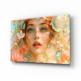 Peach Blossom Dreamer Portrait Glass Wall Art