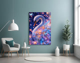 Violet Galaxy Crystal Swan Glass Wall Art