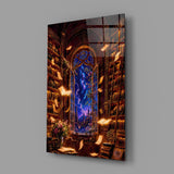 Starlit Library Floating Books Glass Wall Art