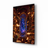 Starlit Library Floating Books Glass Wall Art
