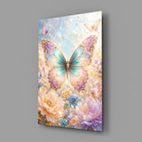 Iridescent Gold Filigree Butterfly Glass Wall Art
