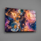 Jewel Tone Sapphire and Rose Petals Glass Wall Art