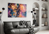 Jewel Tone Sapphire and Rose Petals Glass Wall Art
