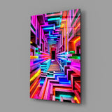 Neon Rainbow Infinity Corridor Glass Wall Art