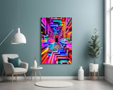 Neon Rainbow Infinity Corridor Glass Wall Art