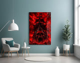 Ghost Pirate Ship Crimson Skull Bow Glass Wall Art