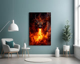 Fire Dragon Ember Eyes Flame Breath Glass Wall Art