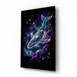 Cosmic Whale Nebula and Astronaut Glass Wall Art