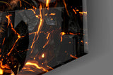 Molten Lava Mane Roaring Lion Glass Wall Art
