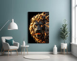 Molten Lava Mane Roaring Lion Glass Wall Art