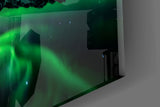 Green Aurora Mirrored Peaks Glass Wall Art