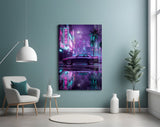 Neon Street Purple Sports Coupe Glass Wall Art