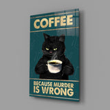 Grumpy Black Cat Coffee Glass Wall Art