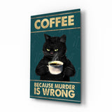 Grumpy Black Cat Coffee Glass Wall Art