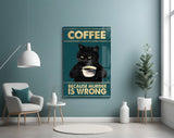Grumpy Black Cat Coffee Glass Wall Art