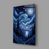 Swirling Starry Night Sky Glass Wall Art