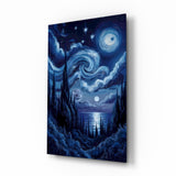 Swirling Starry Night Sky Glass Wall Art